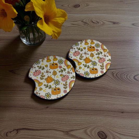 Cozy Autumn Car Coaster Set