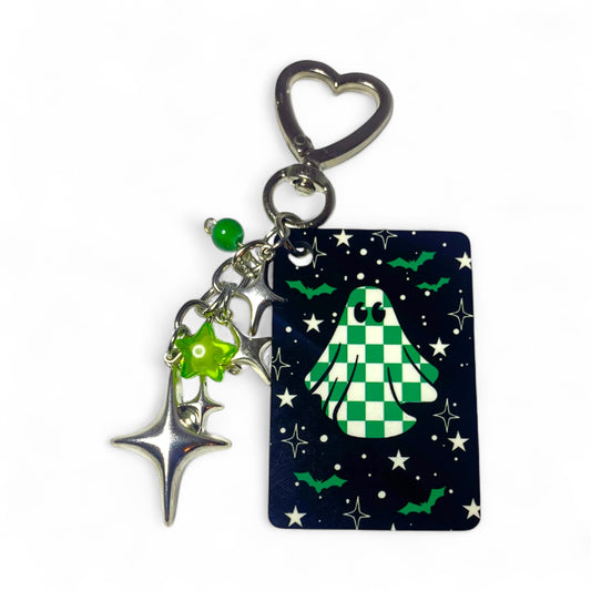 Checkered Ghost Green Keychain