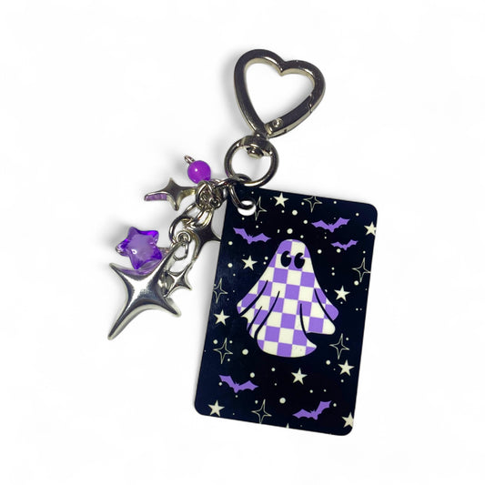 Checkered Ghost Purple Keychain