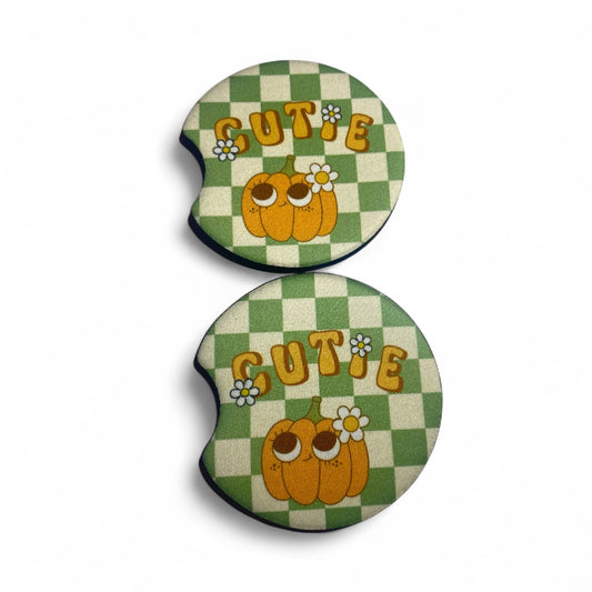 Pumpkin Cutie Green Car Coaster Set