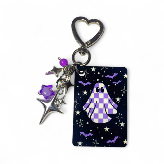 Checkered Ghost Purple Keychain