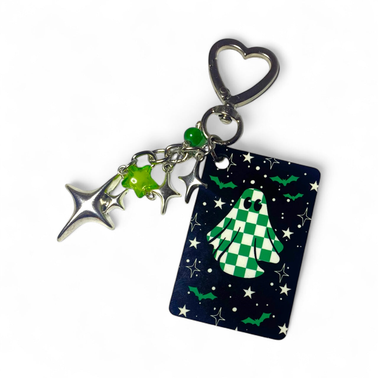 Checkered Ghost Green Keychain