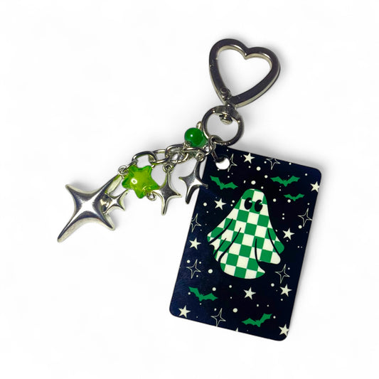 Checkered Ghost Green Keychain