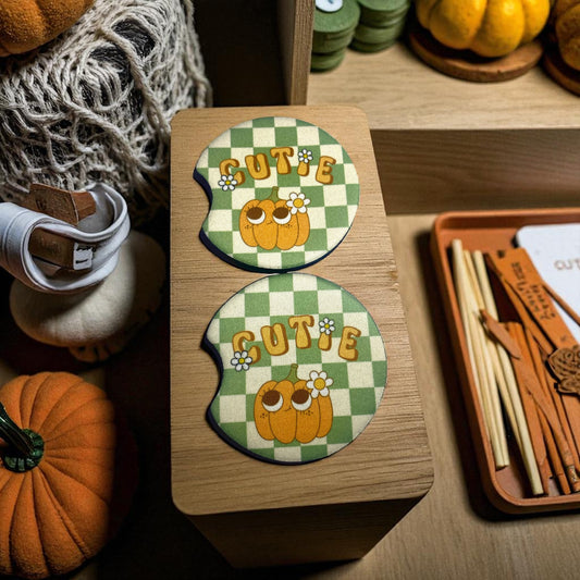 Pumpkin Cutie Green Car Coaster Set