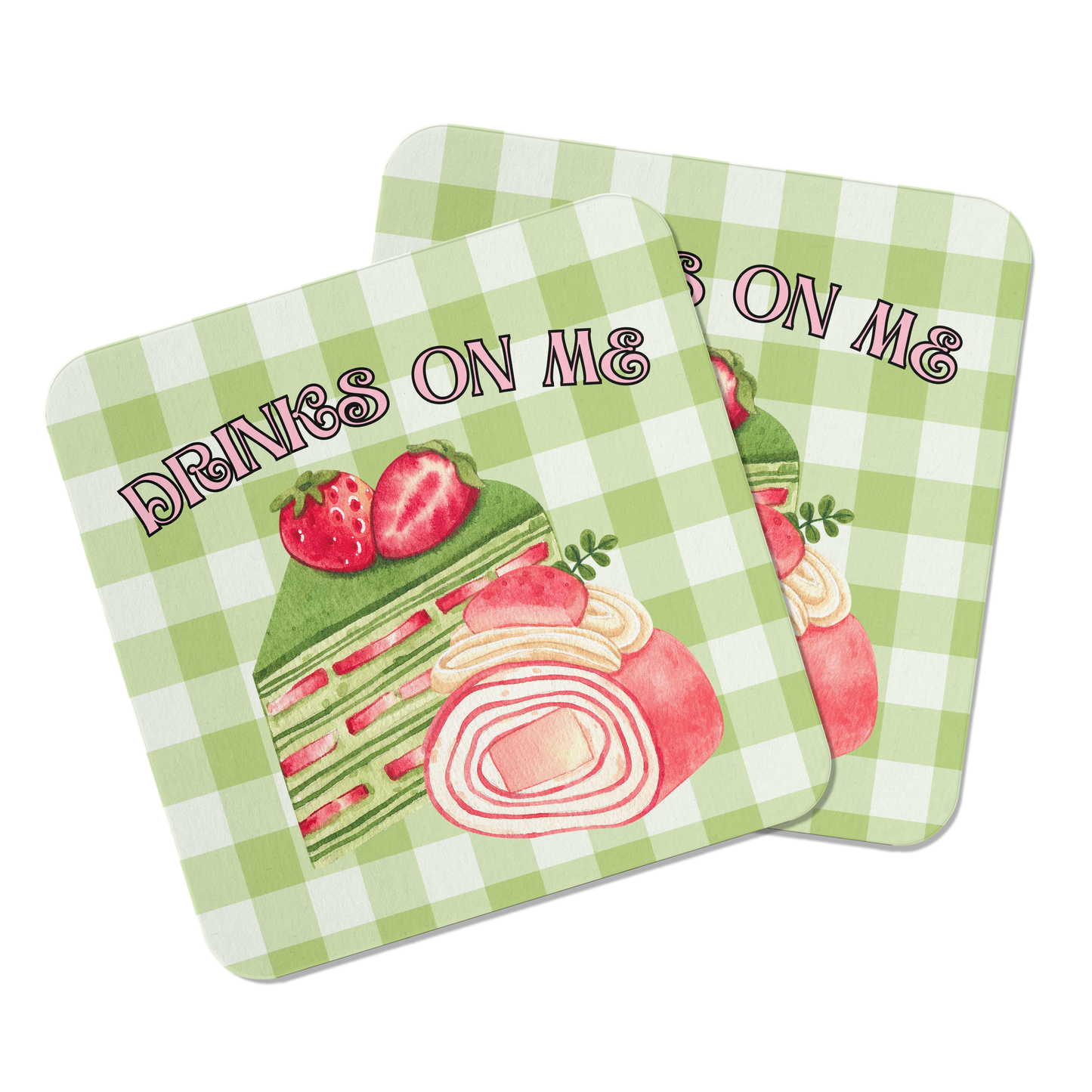 Strawberry Matcha Coaster Set