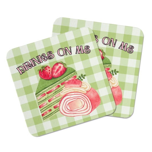 Strawberry Matcha Coaster Set