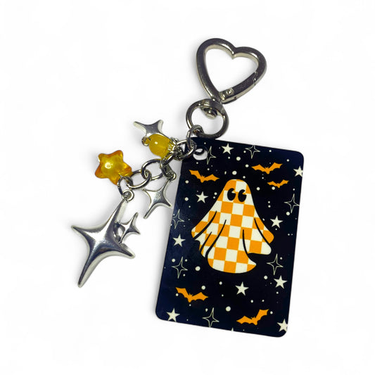 Checkered Ghost Orange Keychain