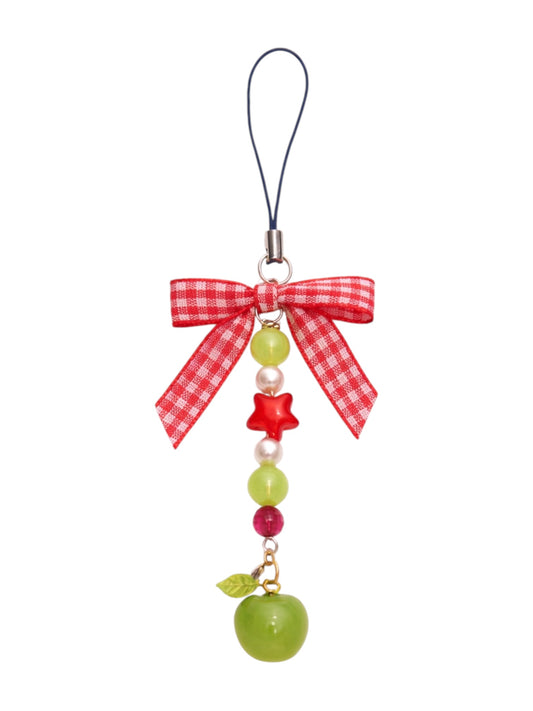 Green Apple Gingham Phone Charm