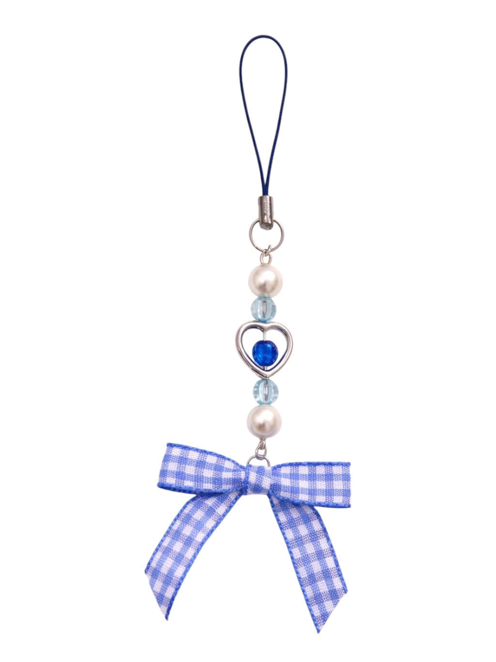 Blue Gingham Phone Charm