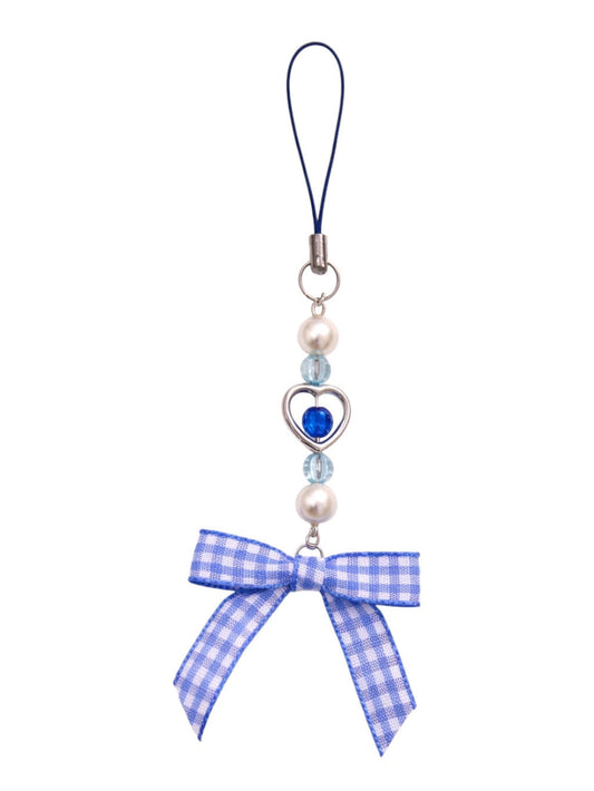 Blue Gingham Phone Charm
