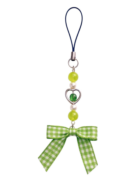 Green Gingham Phone Charm