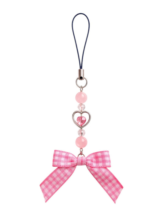 Pink Gingham Phone Charm