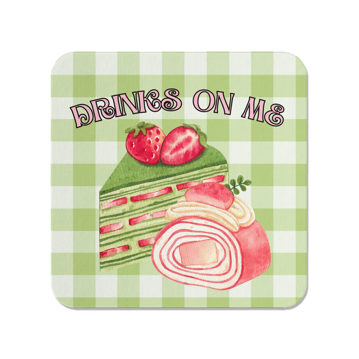 Strawberry Matcha Coaster Set