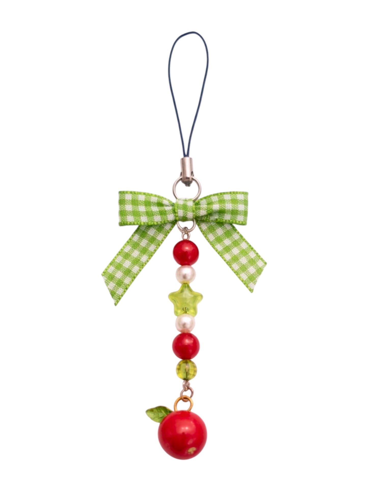 Red Apple Gingham Phone Charm