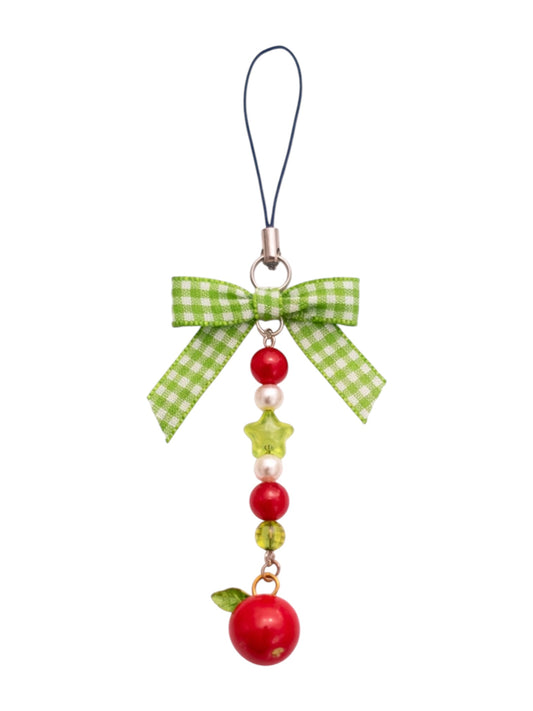 Red Apple Gingham Phone Charm