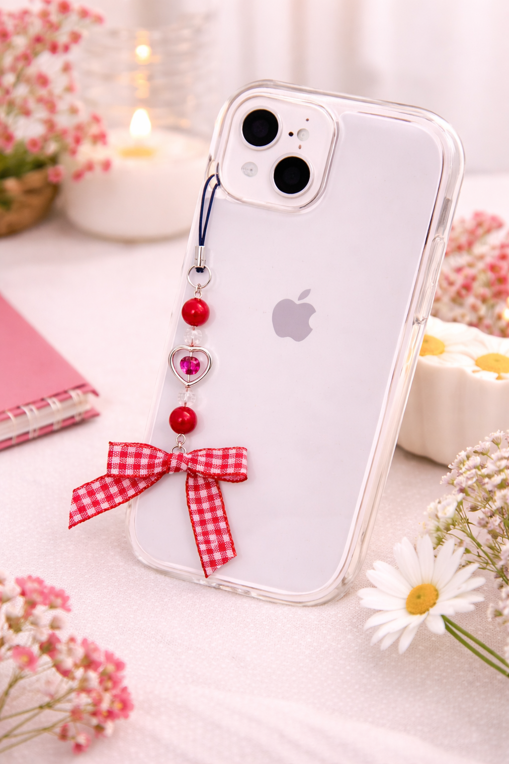 Red Gingham Phone Charm