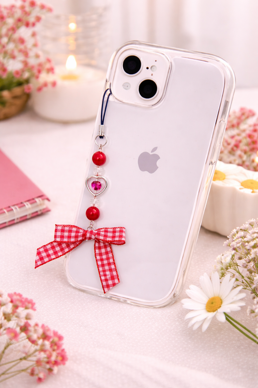 Red Gingham Phone Charm