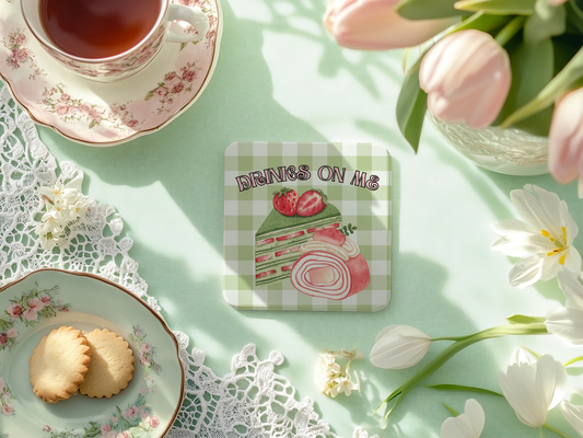 Strawberry Matcha Coaster Set